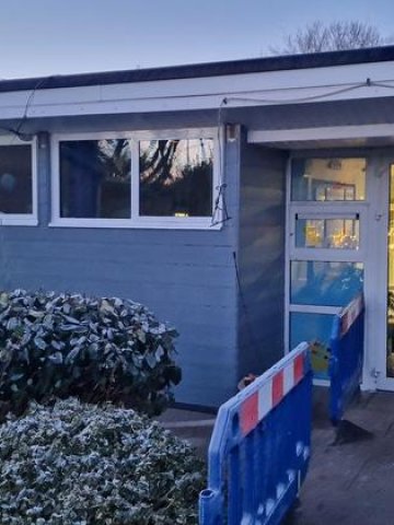 Cladding complete on front of school building