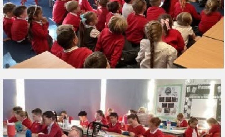 St Teresa's children taking part to beat the Guinness World Record attempt for most people reading online over a 12-hour period!