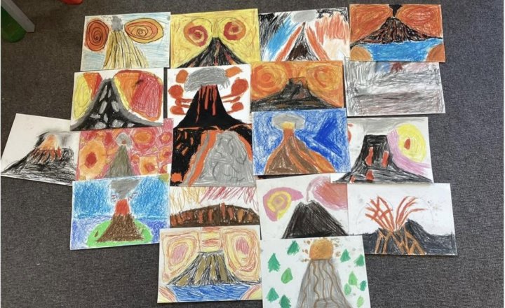 Amazing pieces drawn in oil pastels by St Teresa's pupils