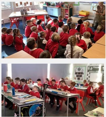 St Teresa's children taking part to beat the Guinness World Record attempt for most people reading online over a 12-hour period!