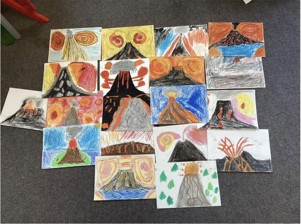 Amazing pieces drawn in oil pastels by St Teresa's pupils