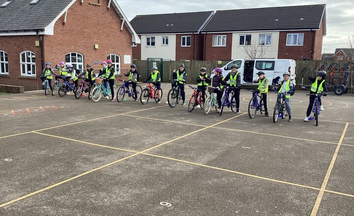 Image of Y6 graduating from their bikeability L1 & L2 course March 2026