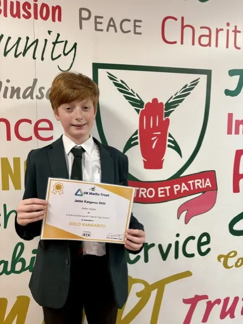 Image of Y8 student, Adam gains the GOLD Award in the UKMT Challenge!