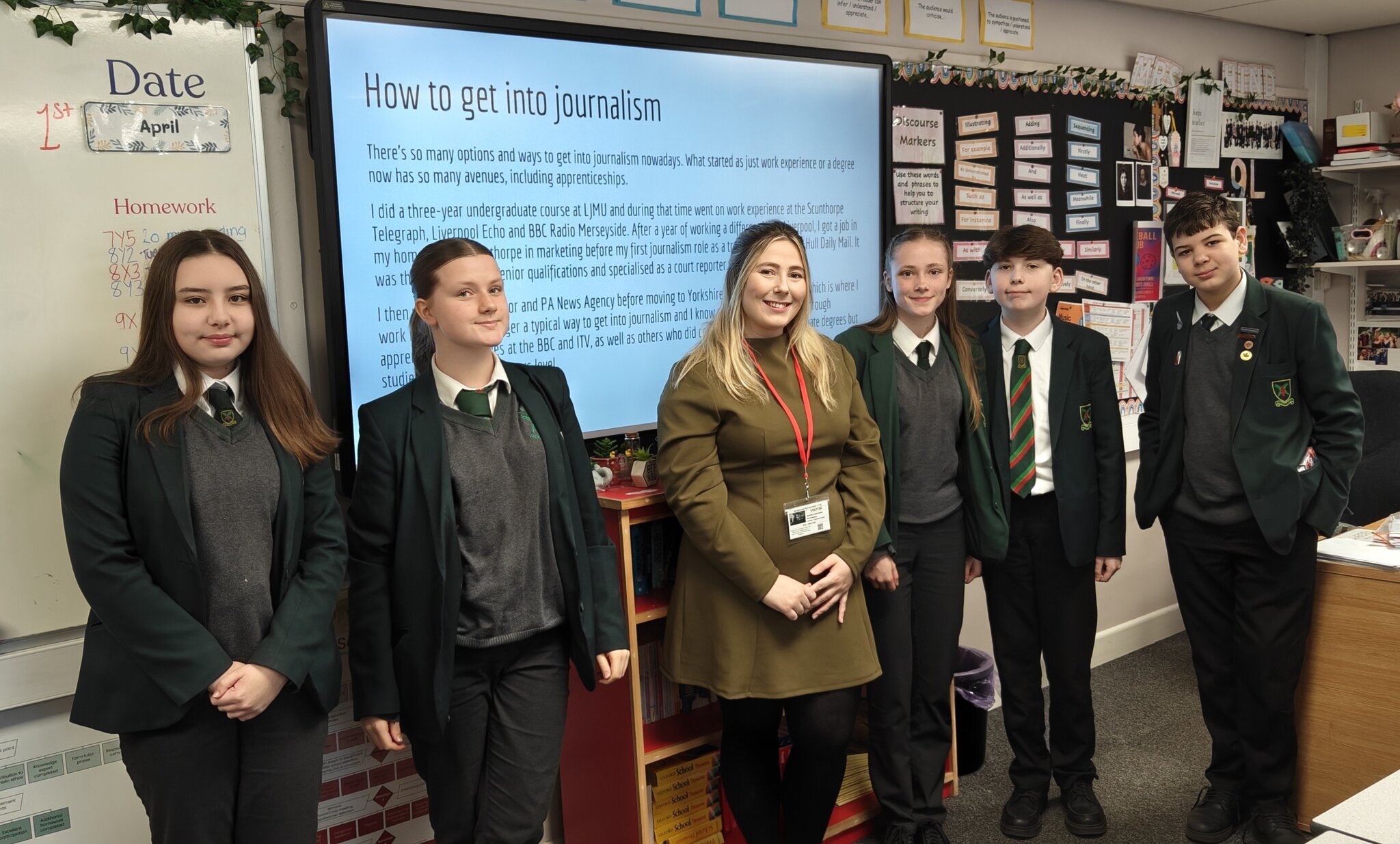 Image of Y10 Young Reporters welcome journalist, Sophie Corcoran 