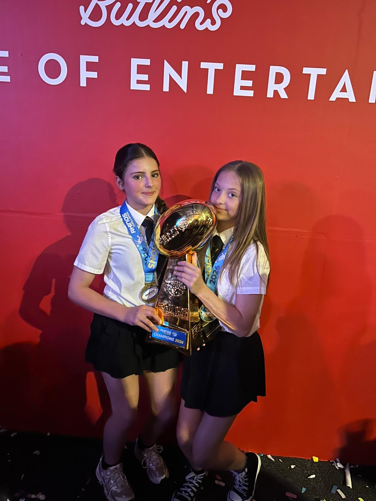Image of Y8 Students Lily & Florence win the Leeds Rhinos U13s tournament!