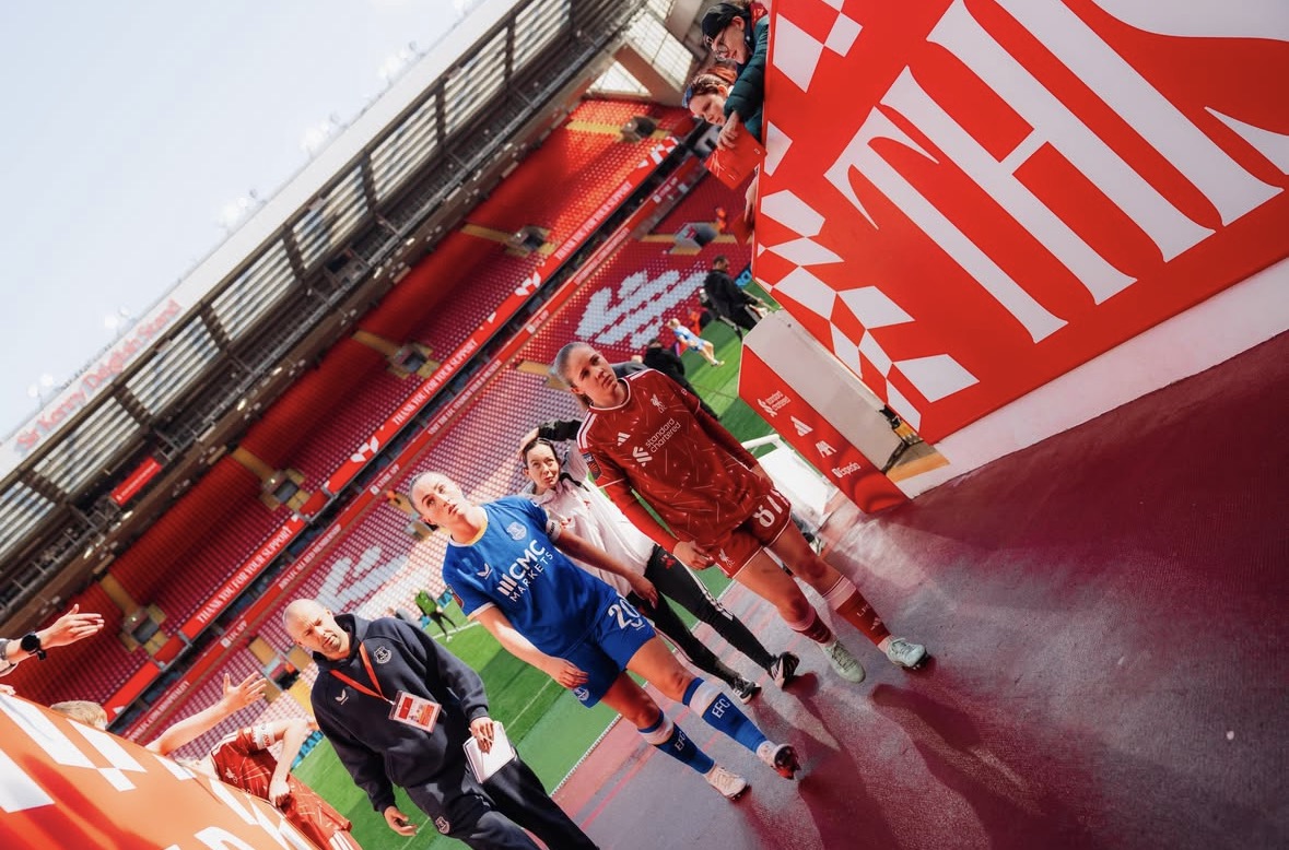 Image of Former students Megan Finnigan & Maizie Trueman play at Anfield!