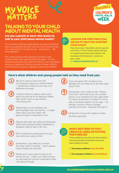Image of Children's Mental Health Awareness Week (w/c 5th Feb)