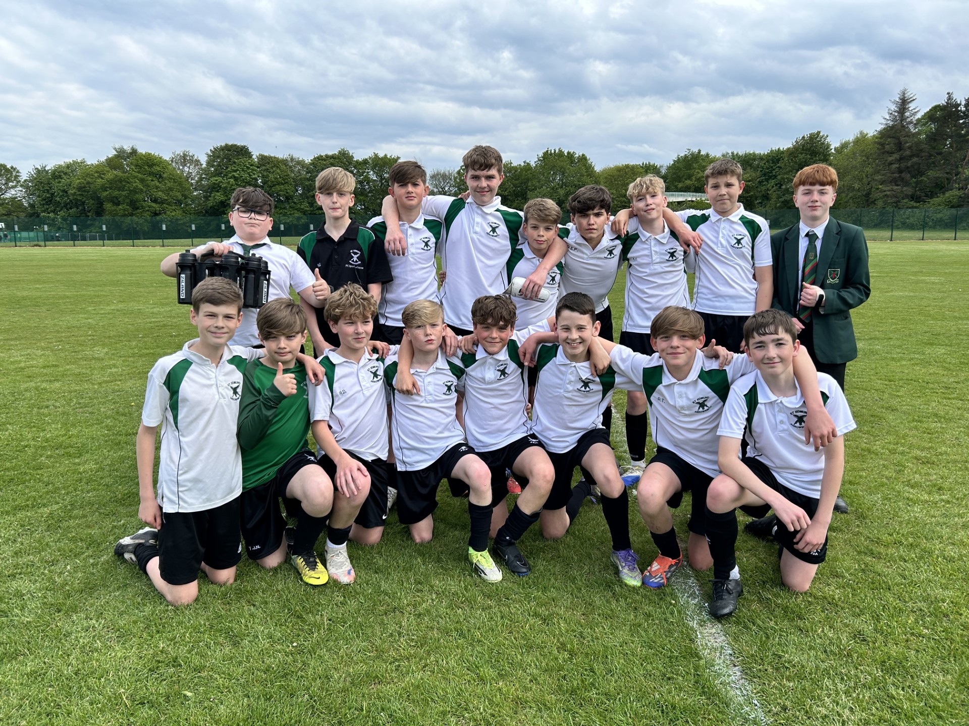 Image of Y8 celebrate their 4-0 win in the Wigan & Leigh Schools' semi-final!
