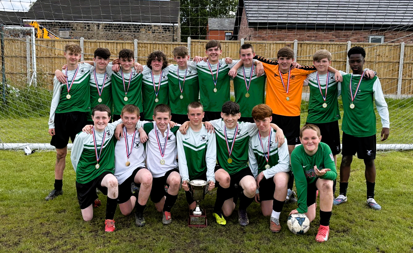 Image of Y9 boys' football team are Wigan & Leigh Schools Cup Winners!