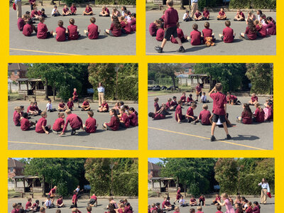 Image of Our final Spanish lesson playing number games outside! Thank you Cruz!