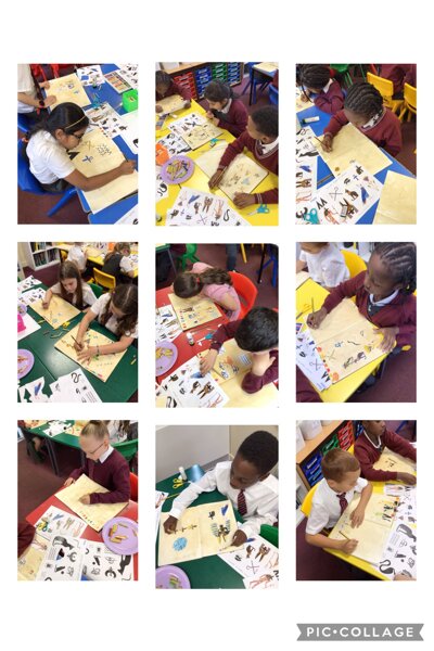 Image of Planning and creating different designs for our Ancient Egyptian Scrolls!