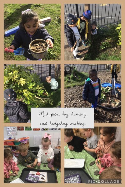 Image of Mud pies, bug hunting and hedgehog making.