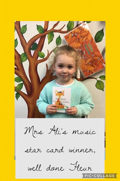 Image of Mrs Ali’s music star of the day. Well done Fleur 