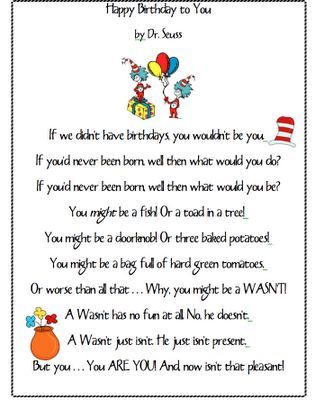 Birthday Poem By Dr Seuss St Hugh Of Lincoln Rc Primary