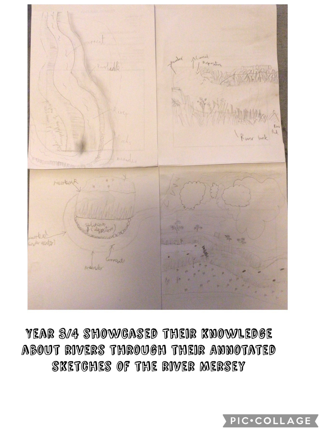 Image of Annotated sketches of the River Mersey 