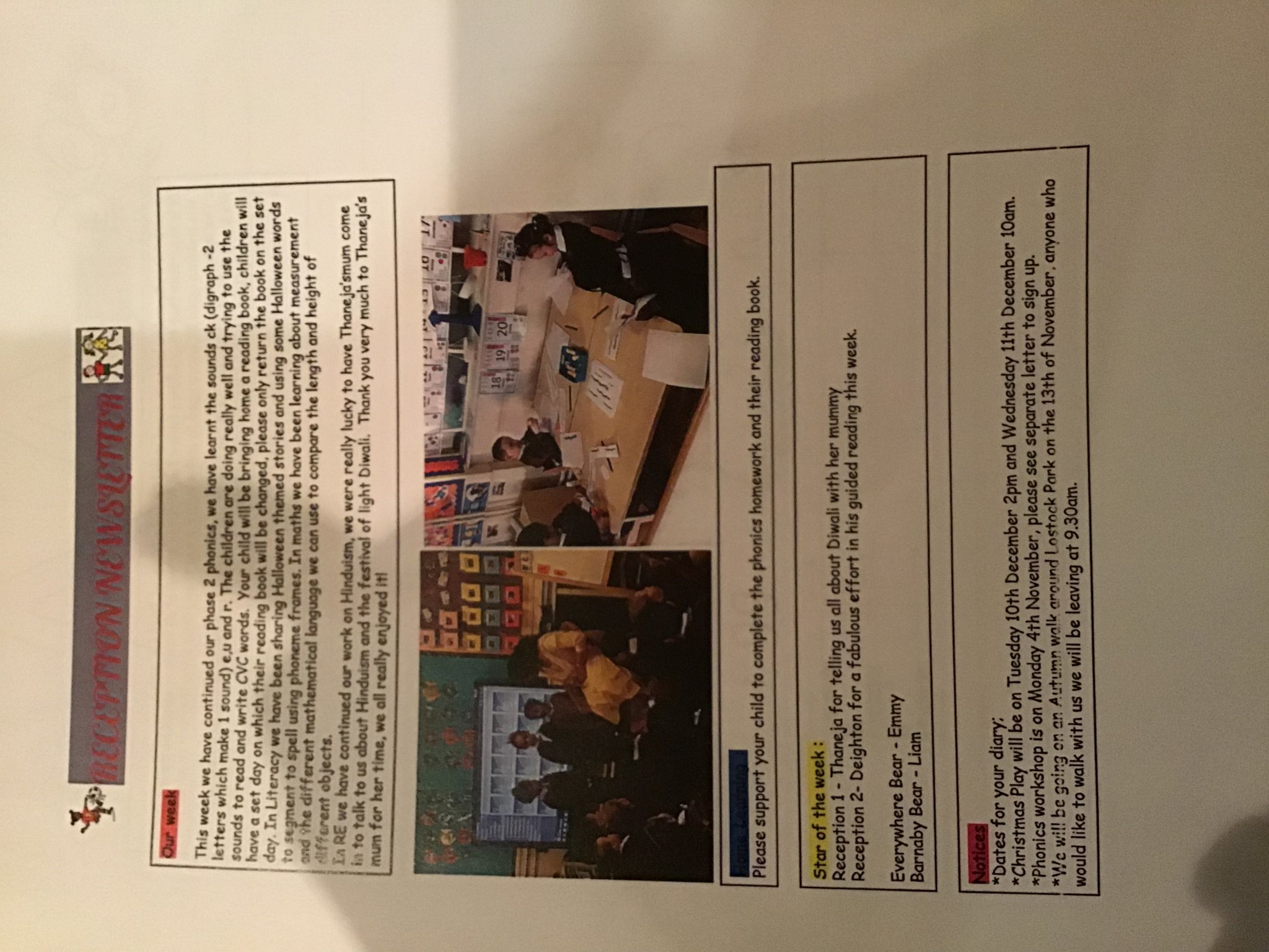 Image of Reception Newsletter 