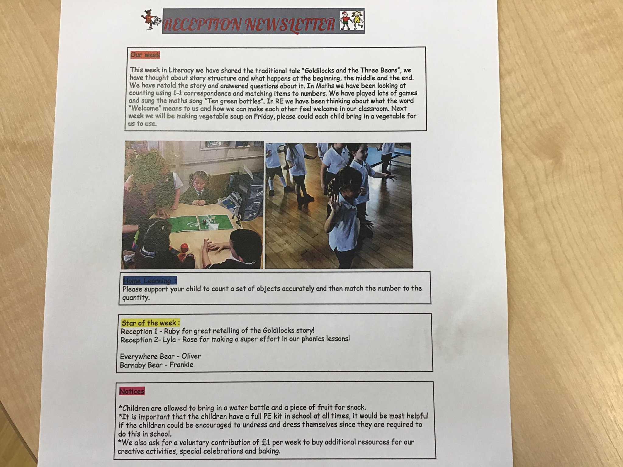 Image of Reception newsletter 