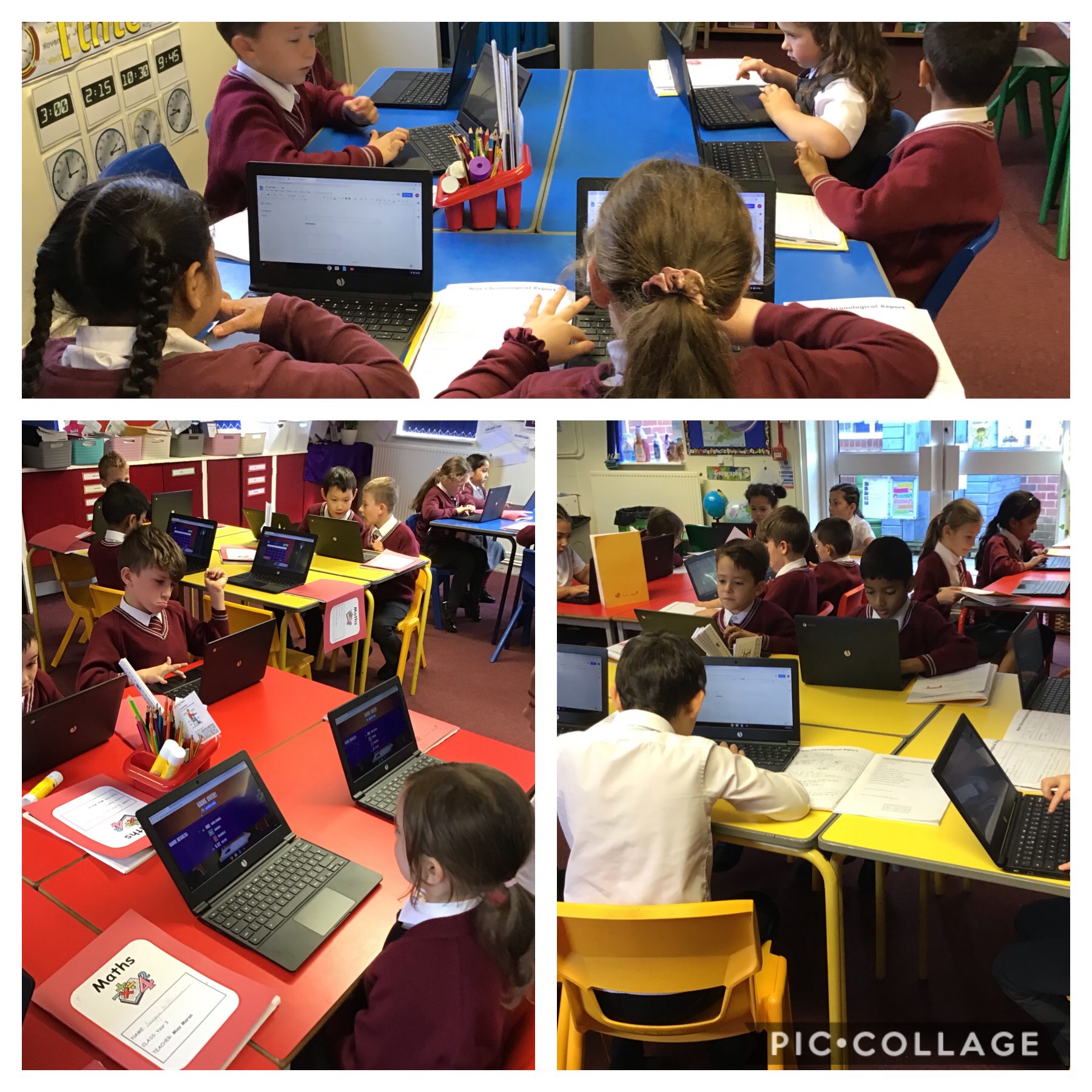 Image of Using the chrome books for Times Tables Rock  Stars and to publish reports in English 