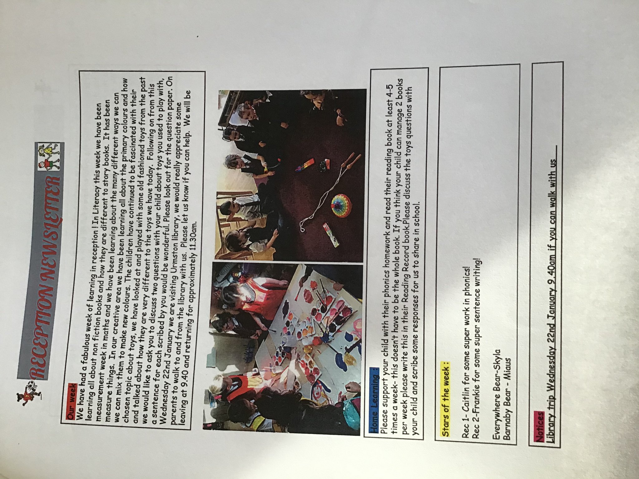 Image of Reception newsletter 