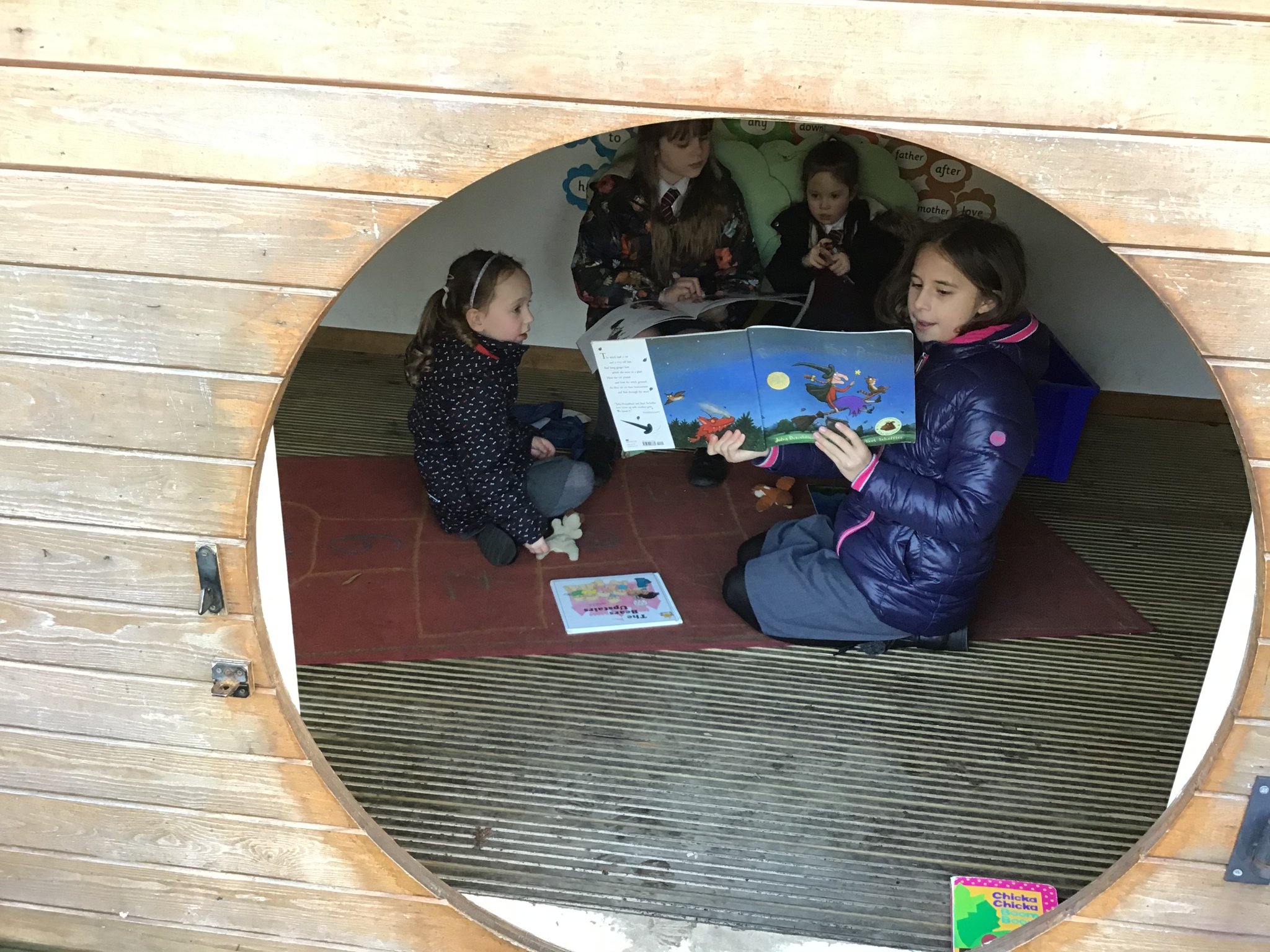 Image of Enjoying story time with the prefects