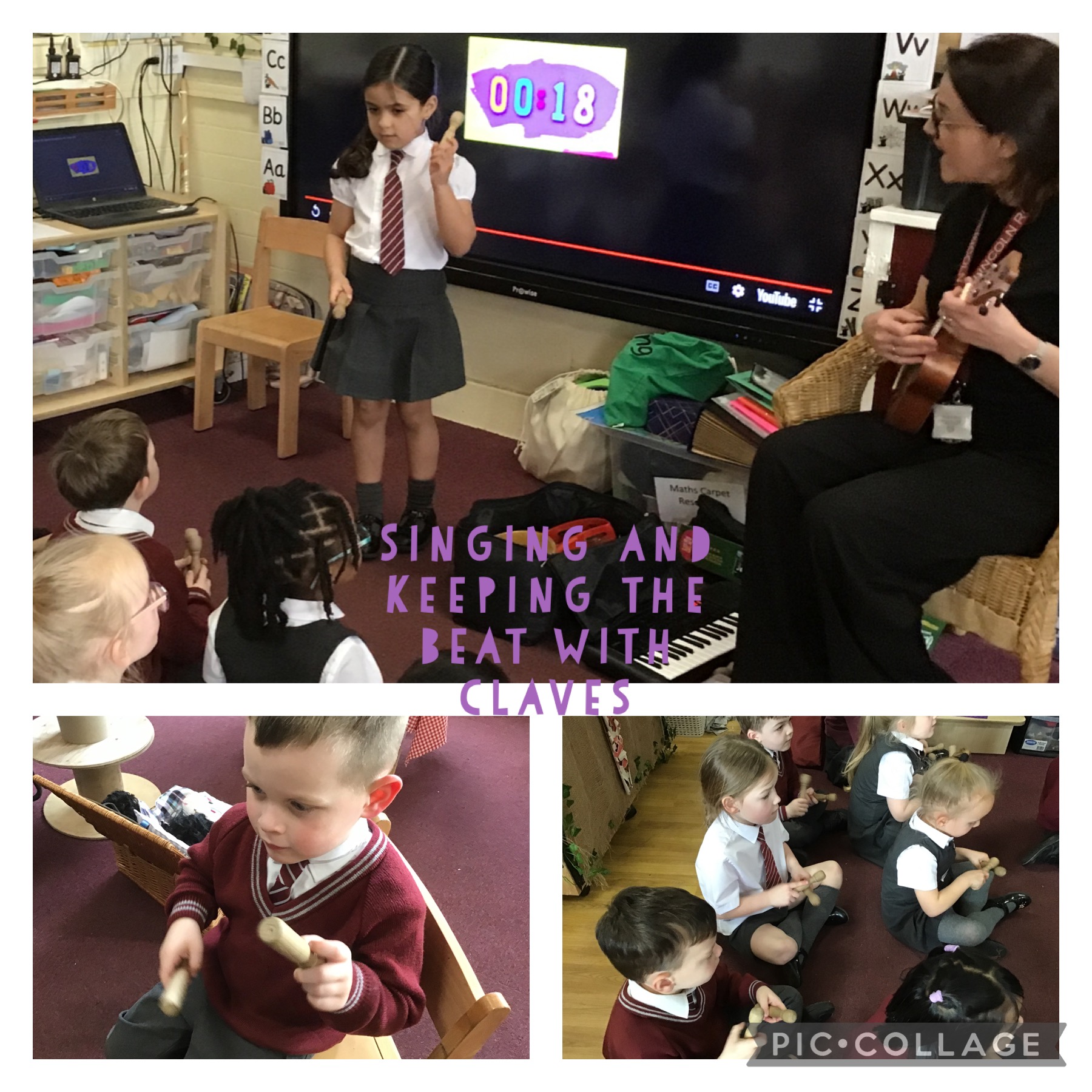 Image of Singing and keeping the beat with claves!