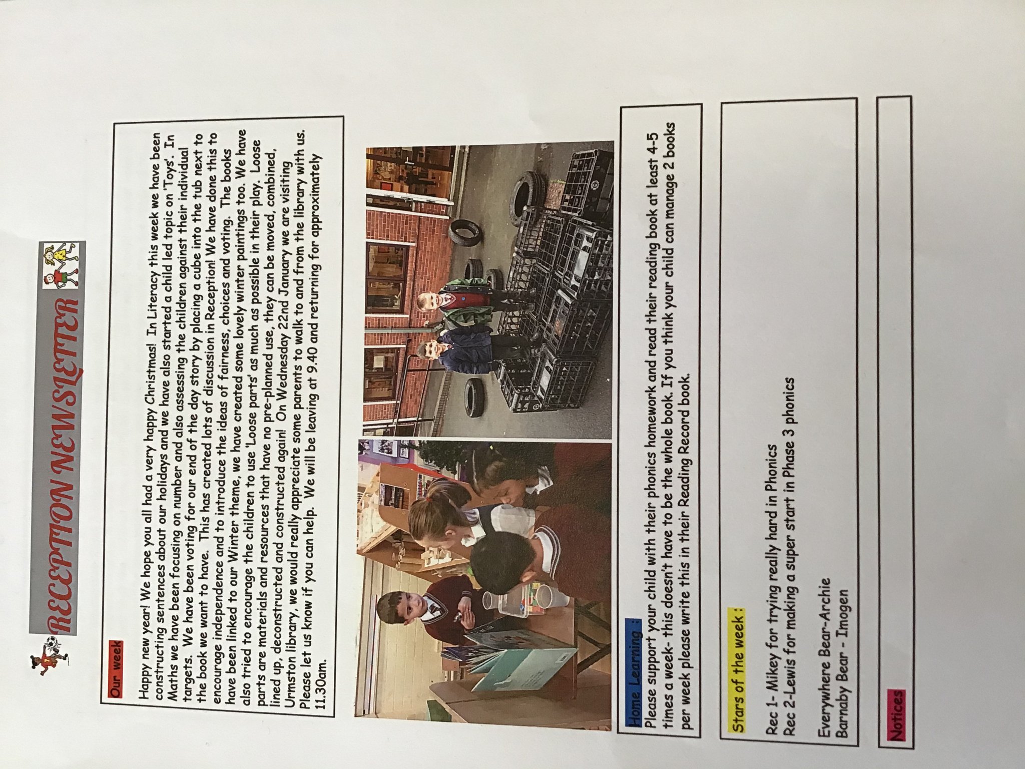 Image of Reception newsletter 