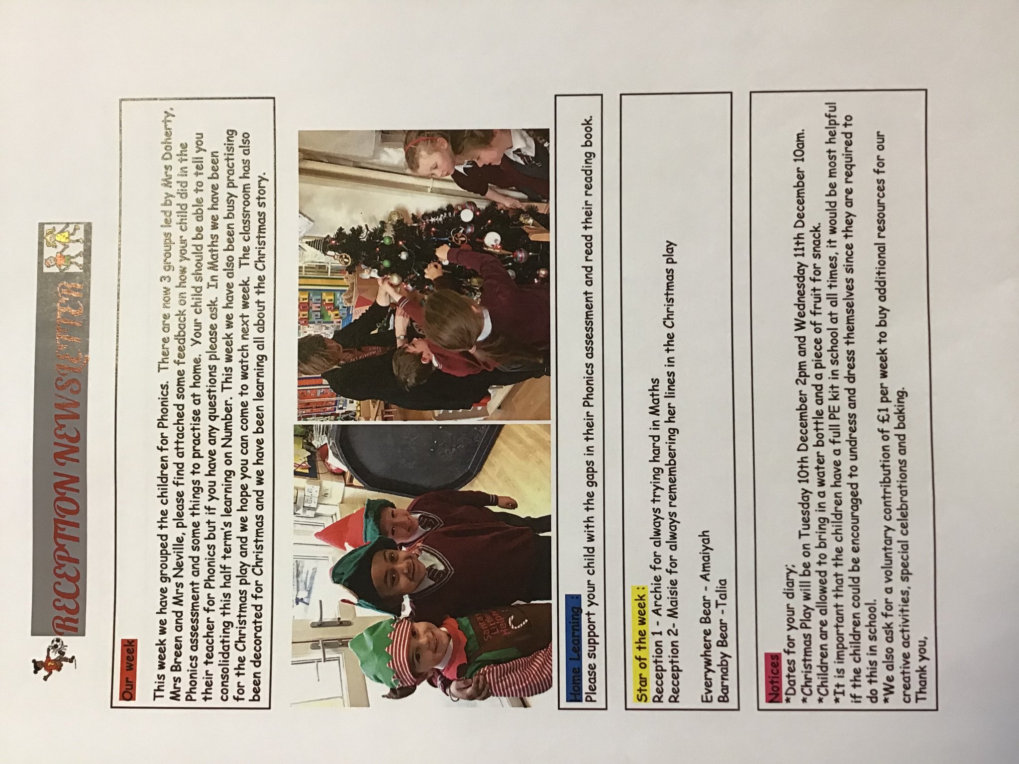 Image of Reception Newsletter 