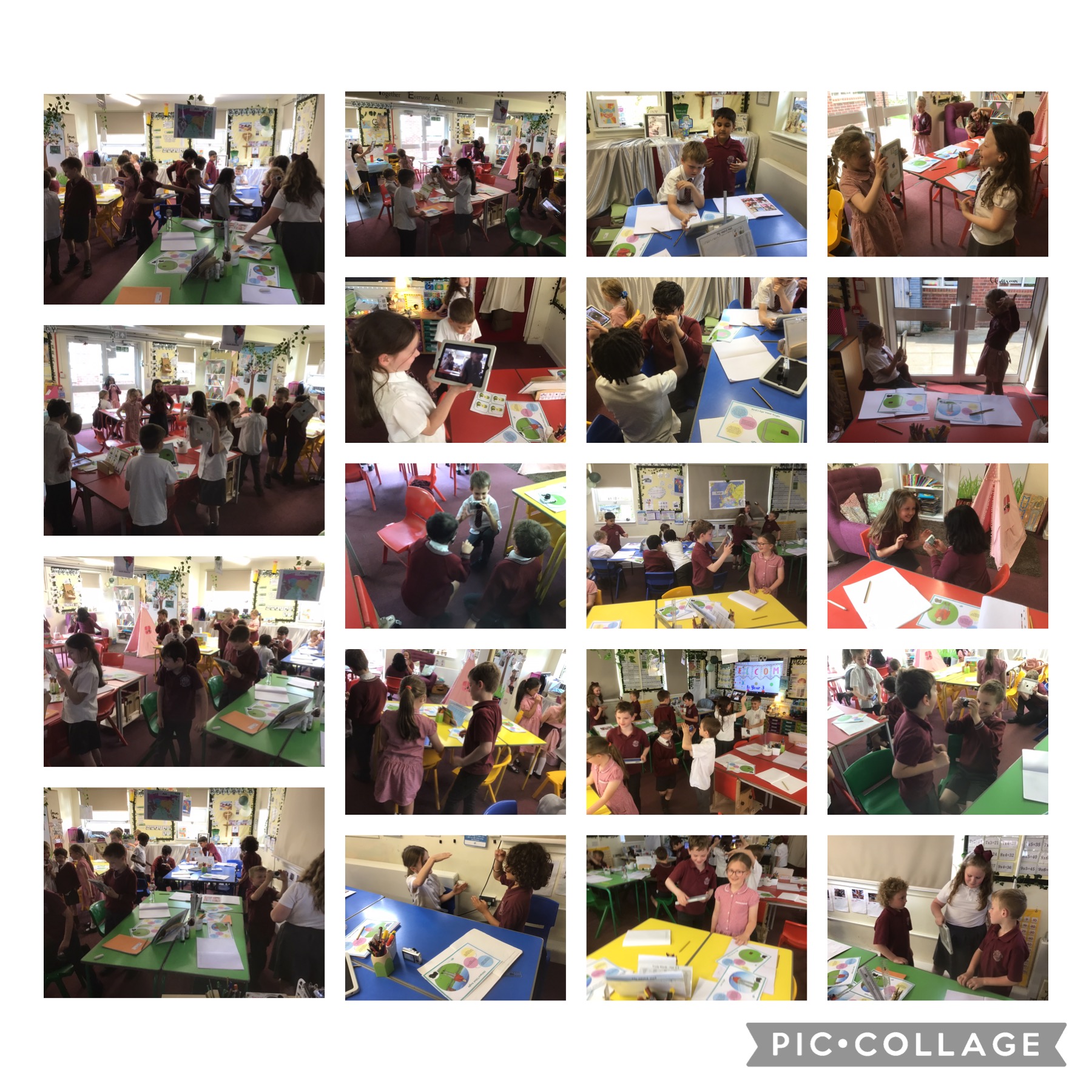 Image of Practising using  a video camera in computing , using different camera angles 
