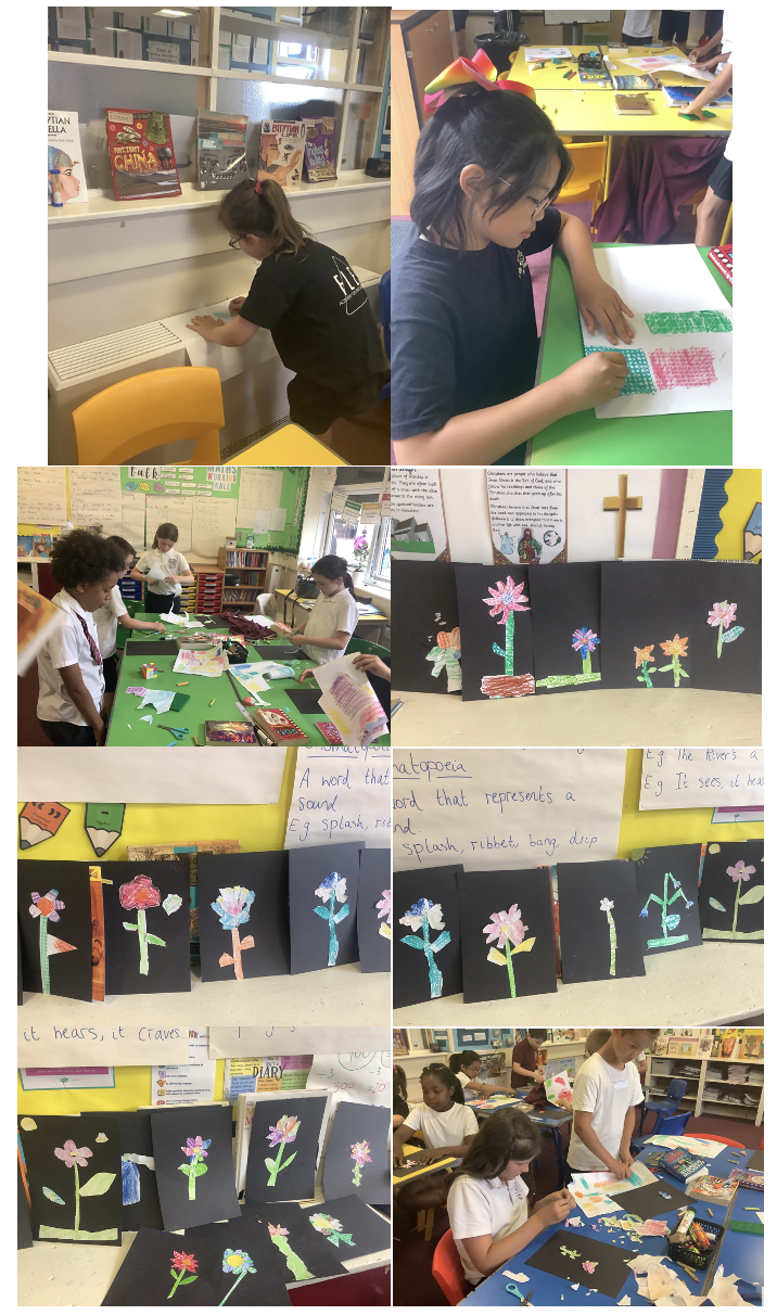 Image of Creating textured flowers using a range of objects in art! 