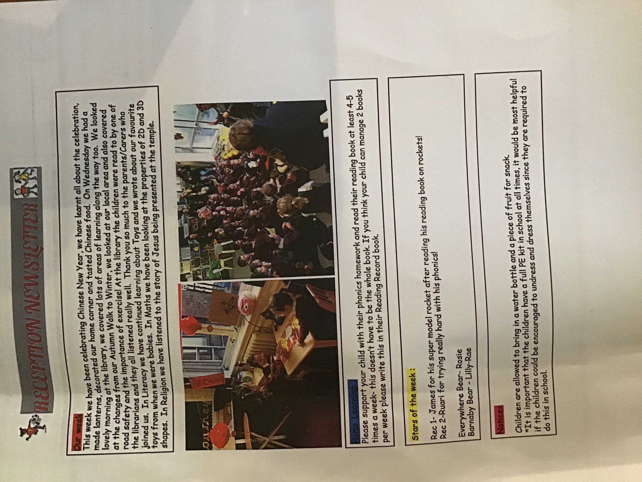 Image of Reception Newsletter 