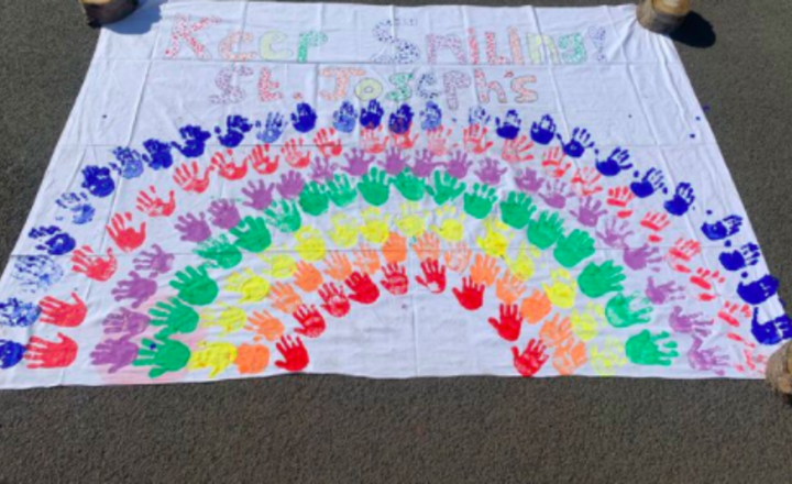 Image of Making a school rainbow.