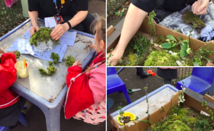 Image of Our Easter garden using lots of natural materials