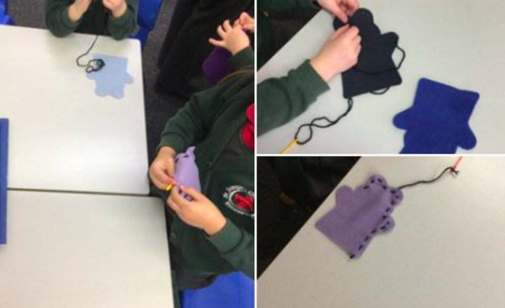 Image of Year 1 have been sewing their teddy bears today! 