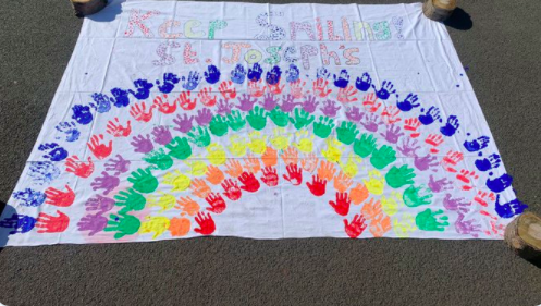 Image of Making a school rainbow.