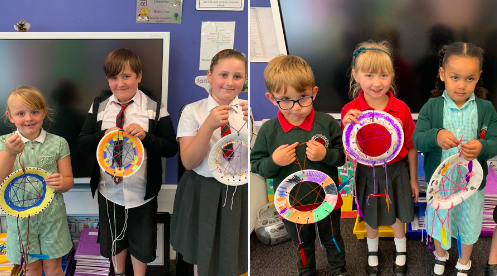 Image of Key worker children made dream catchers today at school.