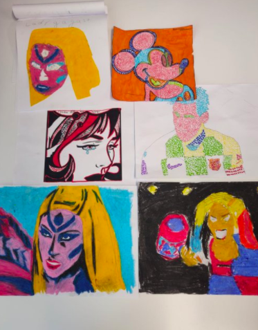 Image of Lichtenstein and Warhol inspired creations.