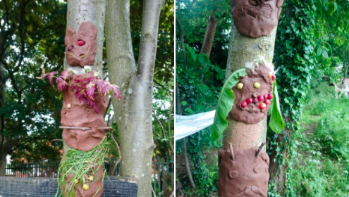 Image of Year 1 Pear & Oak have been busy making their outdoor gallery of tree sculptures last week.