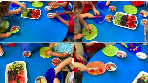 Image of Pre School Oak were busy practicing their cutting skills.