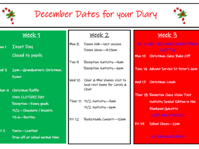 Image of December Dates Summary