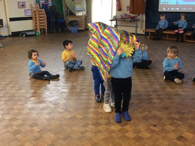 Image of Kindy chinese dragon dancing