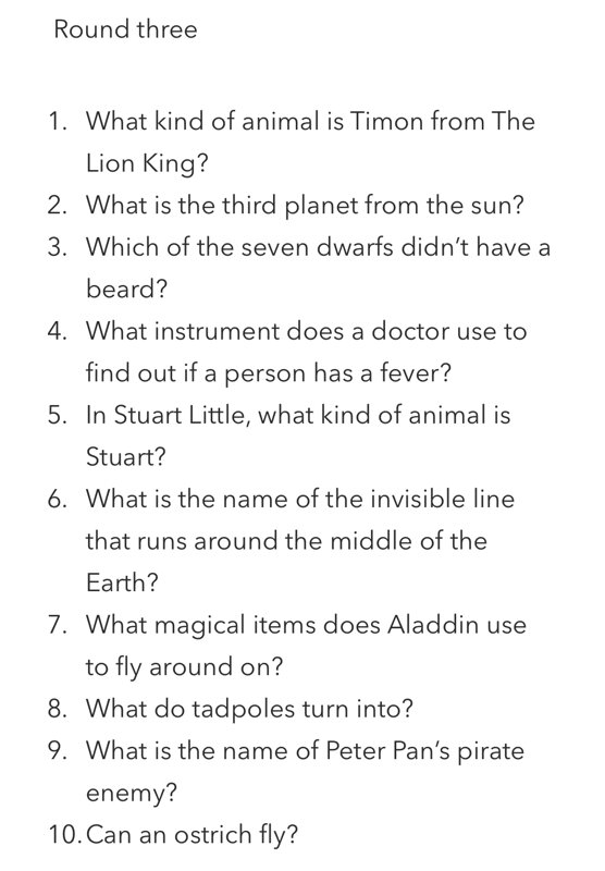 Image of Half Term Quiz R3