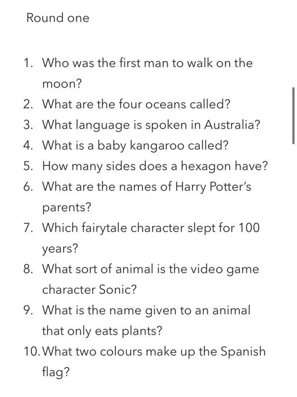 Image of Half Term Quiz