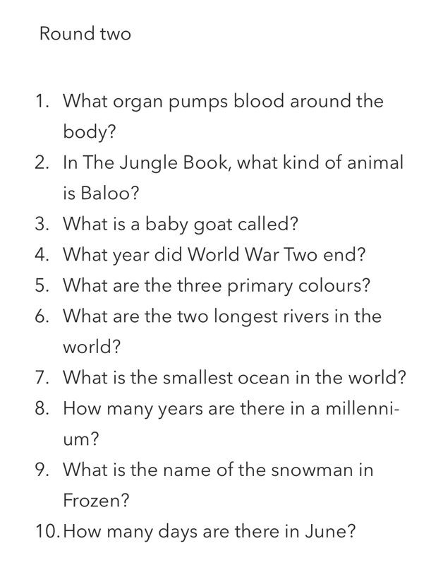 Image of Half Term Quiz R2