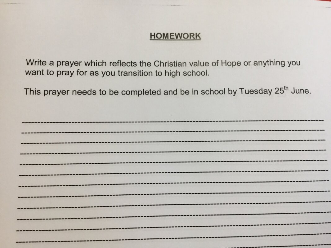 Image of Leaver’s Prayer Homework 