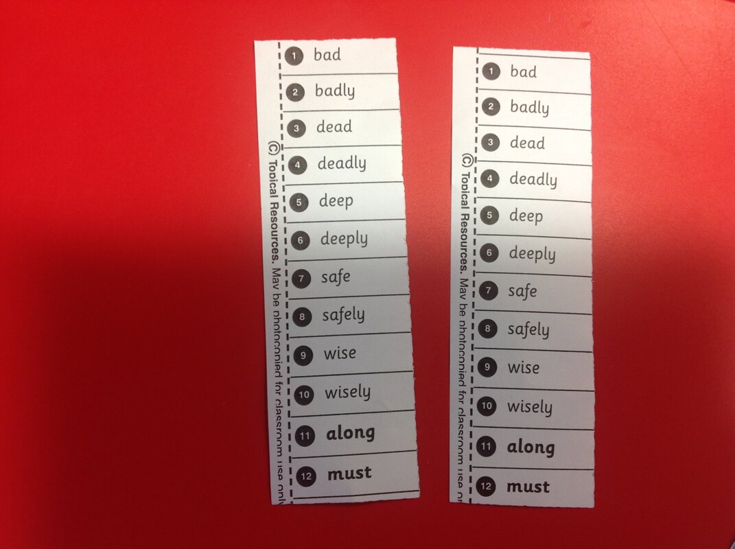 Image of Spellings for the first Friday back