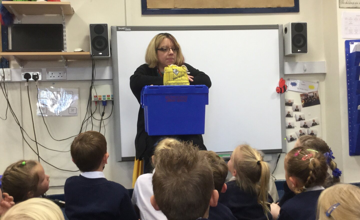 Image of A special visitor in Reception Class.