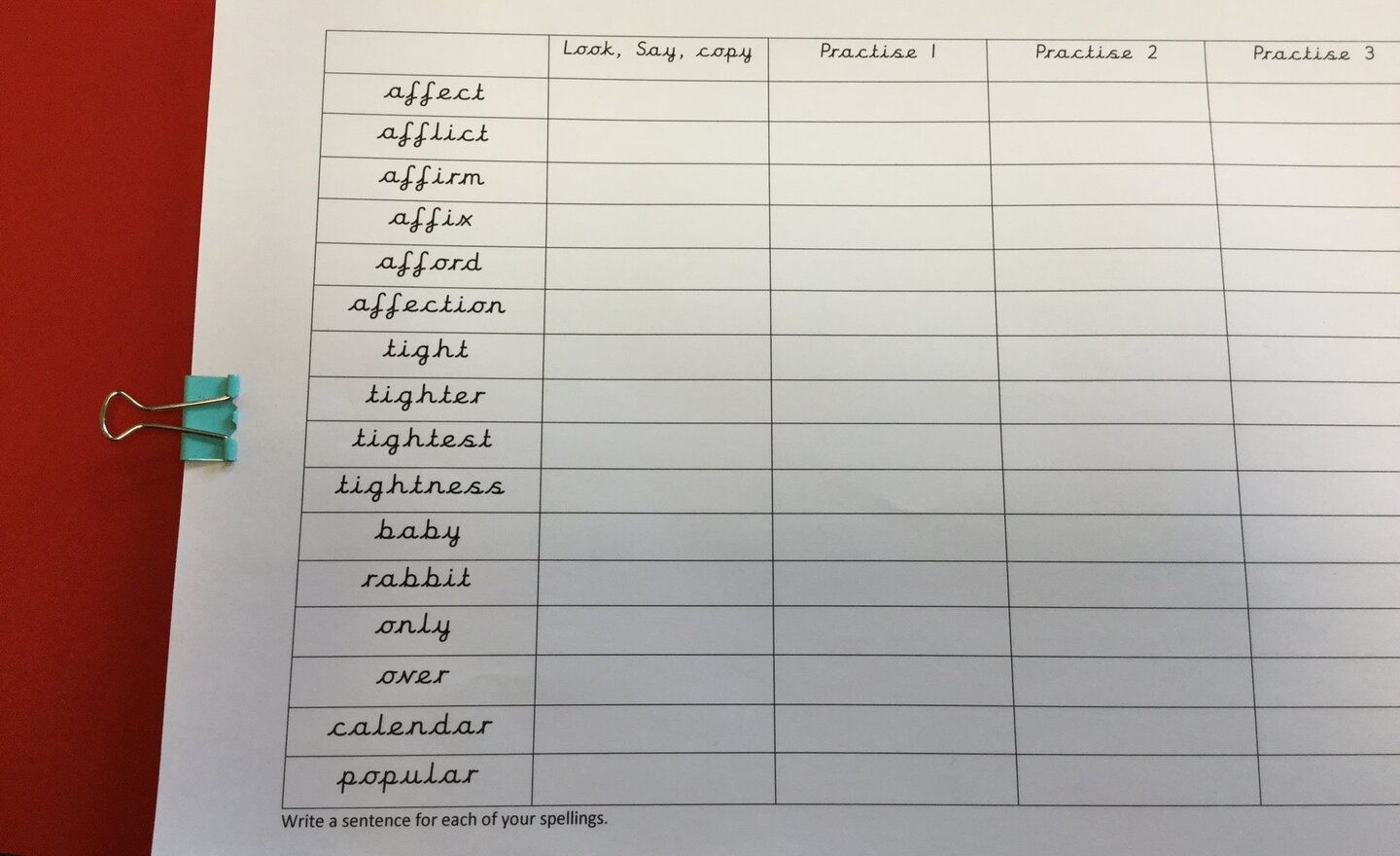 Image of Spellings 25/3/19