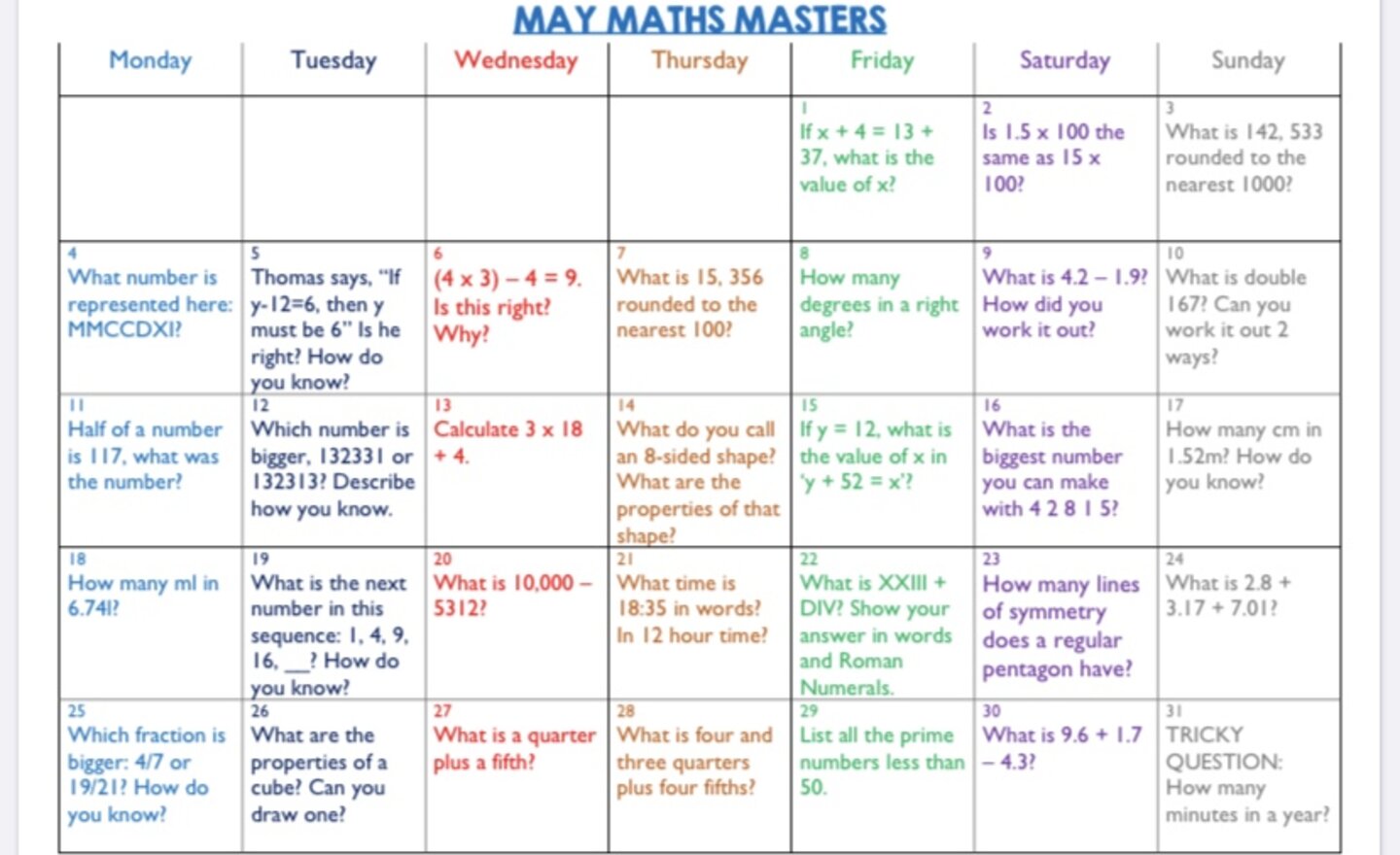 Image of May Maths