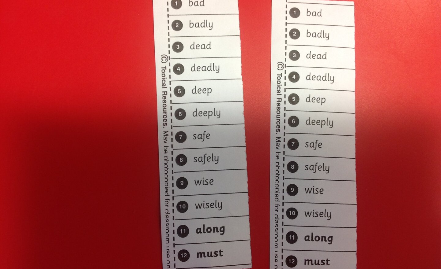 Image of Spellings for the first Friday back