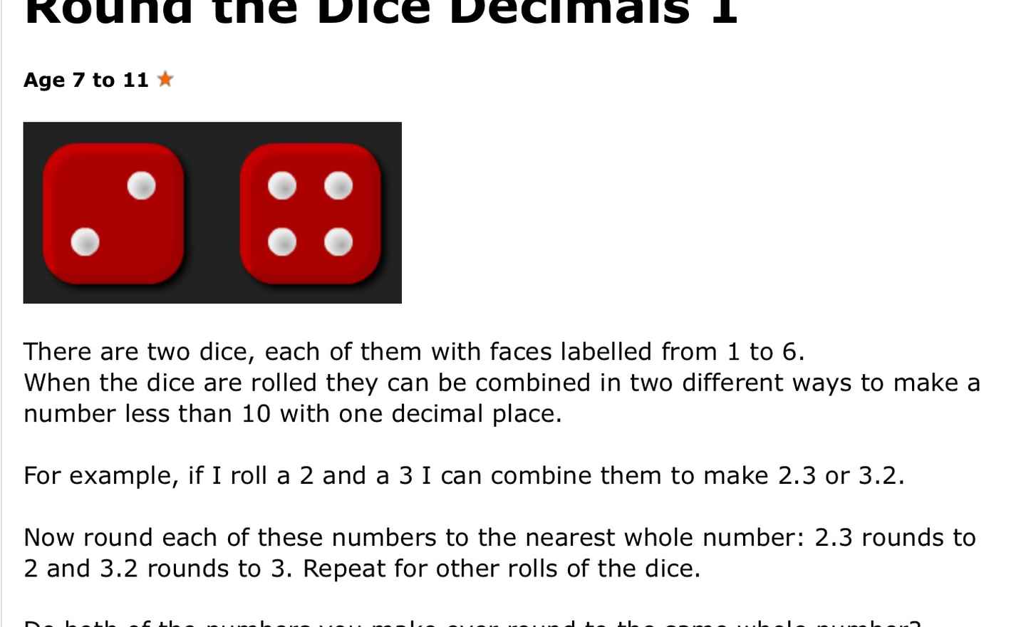 Image of Dice and decimals 1